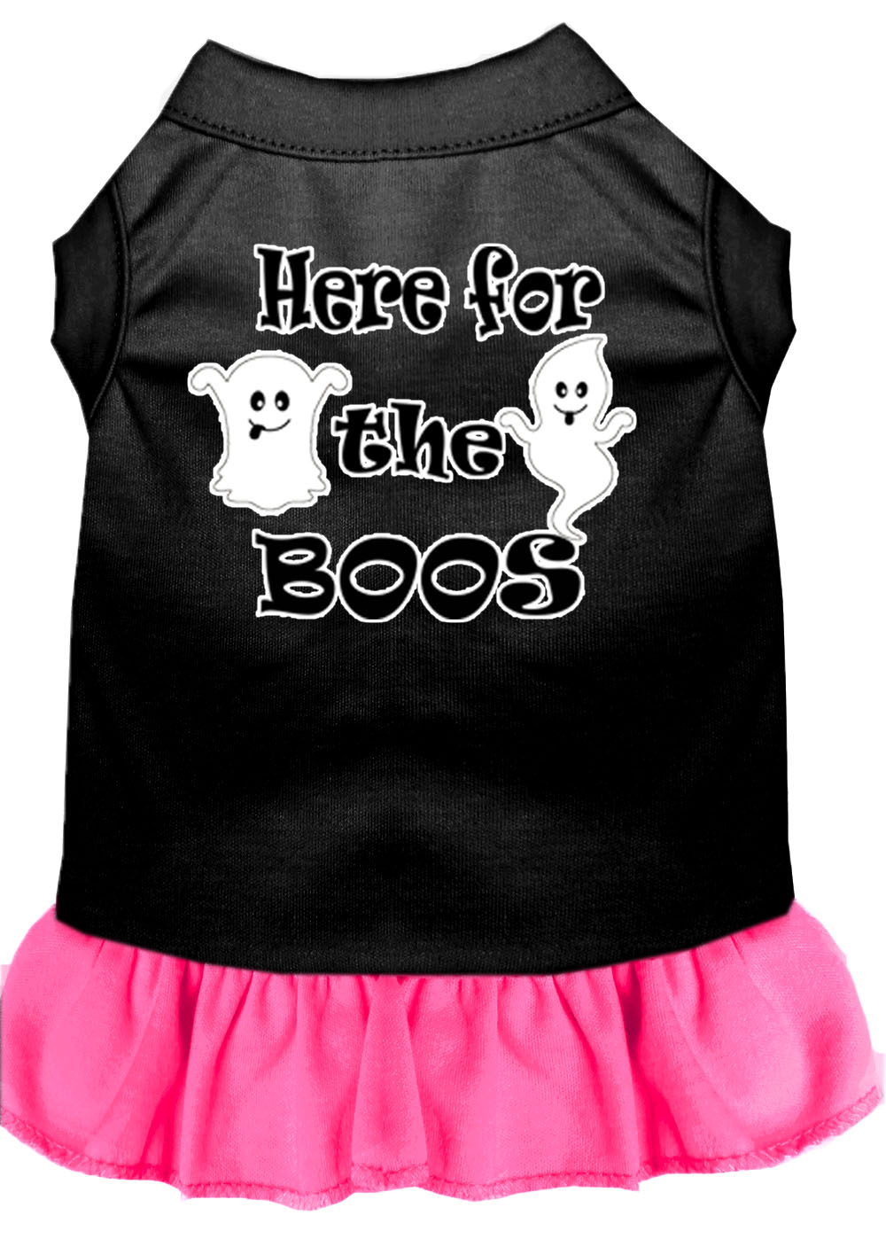Here for the Boos Screen Print Dog Dress Black with Bright Pink XS